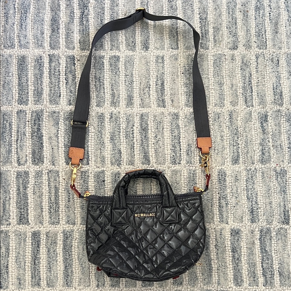 NWOT MZ Wallace Slate Gray Patent Micro Sutton Crossbody